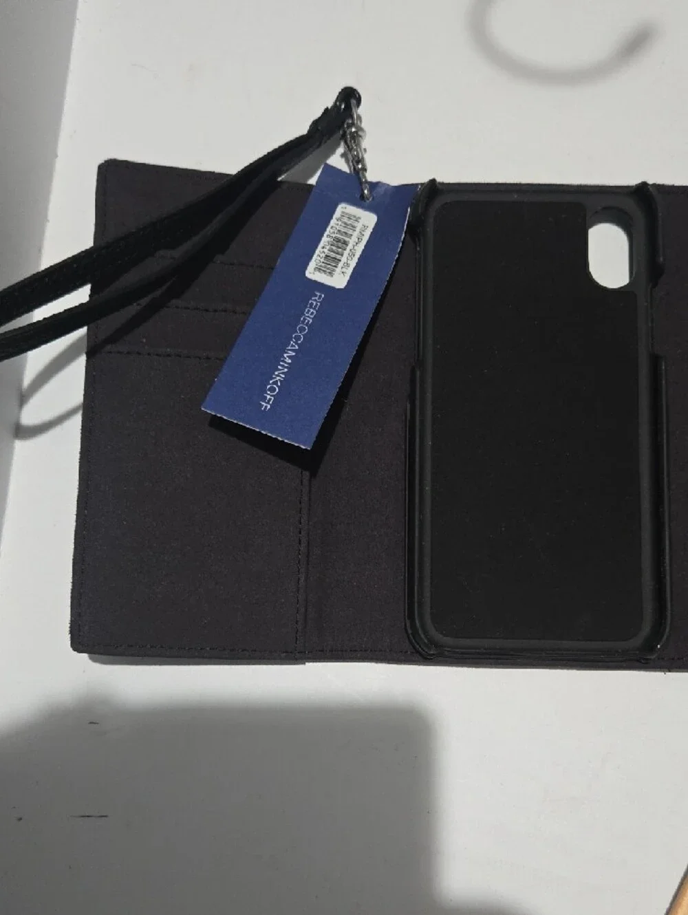 Rebecca Minkoff Black Leather Wristlet with Silver Hardware